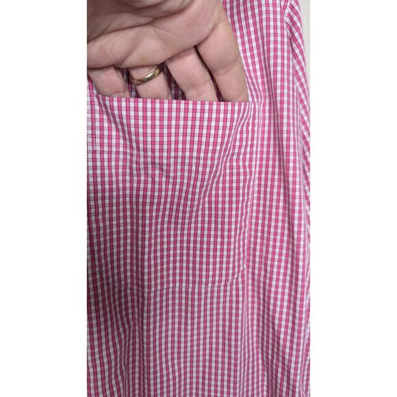 Peter Millar pink white check seaside finish long sleeve button down shirt XLG - Picture 6 of 8